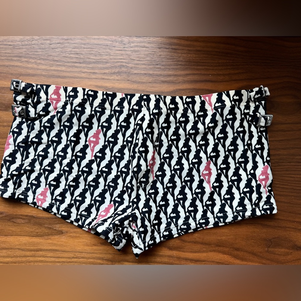 Alessandro Dell’Acqua Black and Red Swim Trunks